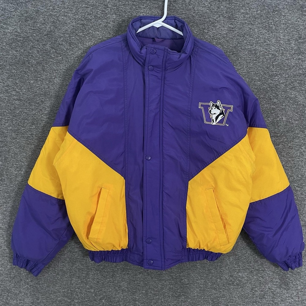 Vintage Washington Huskies Jacket Mens M Purple Yellow NCAA Football Logo 7